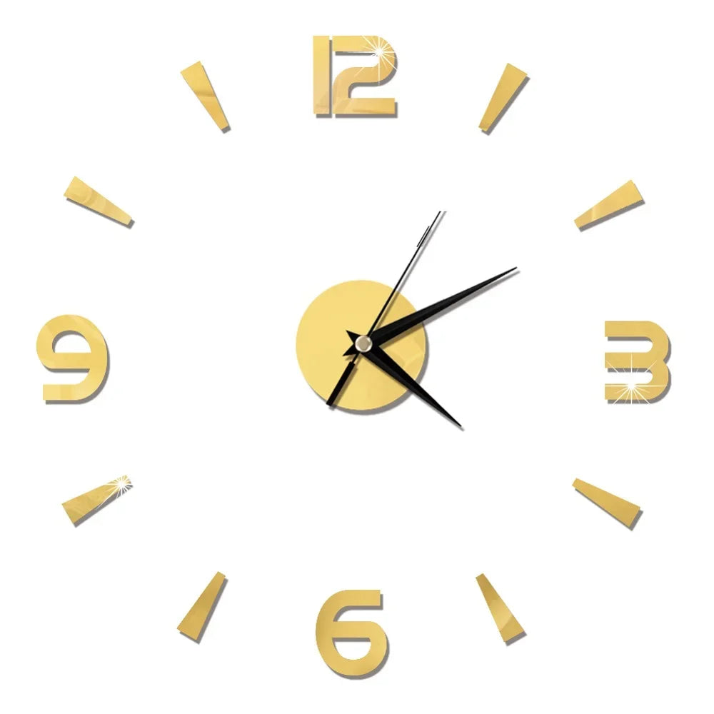 Horloge Décorative avec Stickers Miroir 3D - Quartz Silencieux pour Salon et Bureau