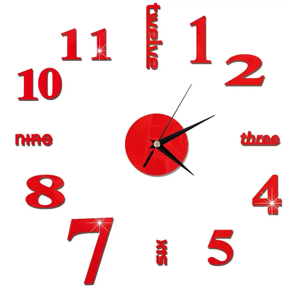 Horloge Décorative avec Stickers Miroir 3D - Quartz Silencieux pour Salon et Bureau