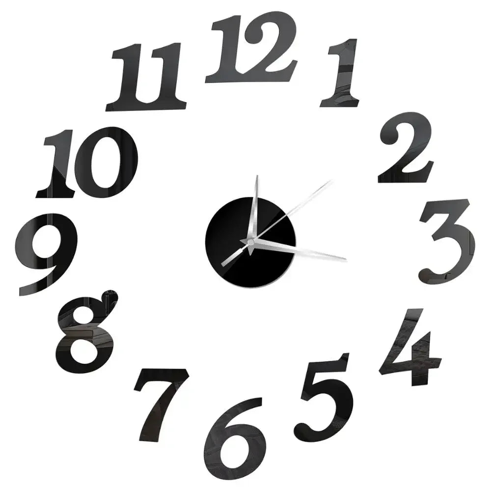 Horloge Décorative avec Stickers Miroir 3D - Quartz Silencieux pour Salon et Bureau