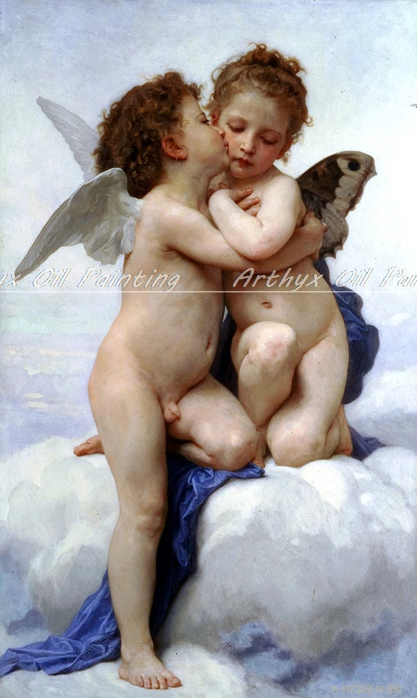 Peinture à l'huile "Love on the Look Out" de William Adolphe Bouguereau sur toile