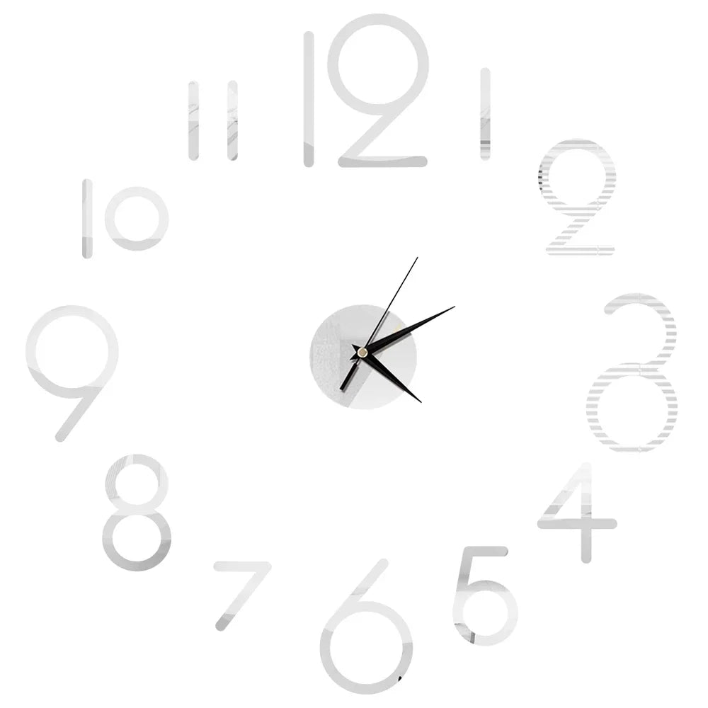 Horloge Décorative avec Stickers Miroir 3D - Quartz Silencieux pour Salon et Bureau