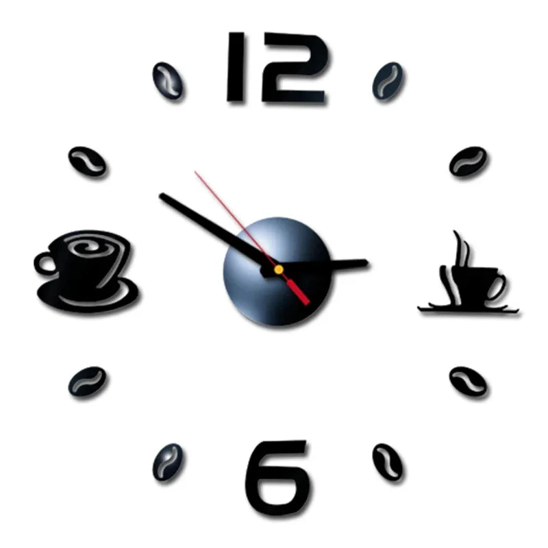 Horloge Décorative avec Stickers Miroir 3D - Quartz Silencieux pour Salon et Bureau
