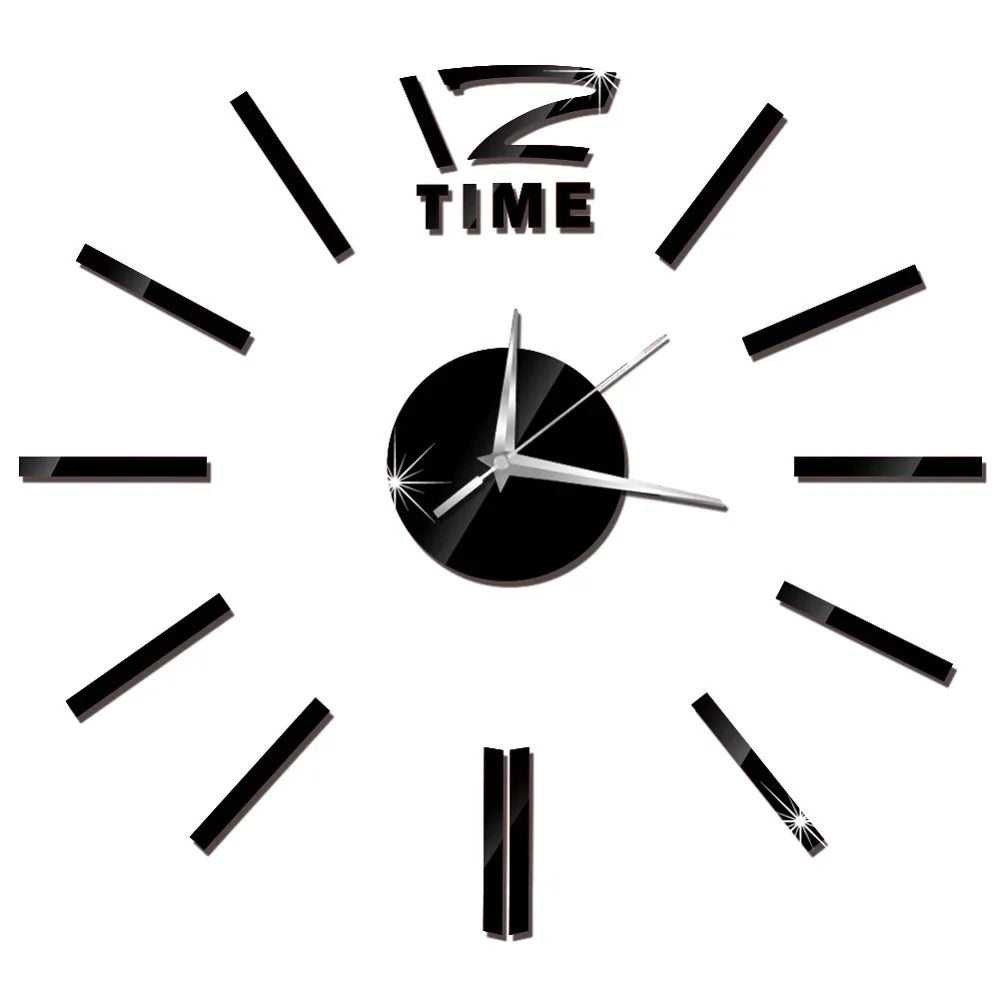 Horloge Décorative avec Stickers Miroir 3D - Quartz Silencieux pour Salon et Bureau