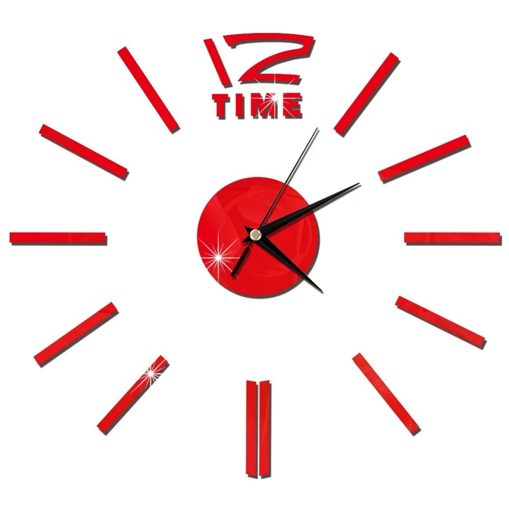 Horloge Décorative avec Stickers Miroir 3D - Quartz Silencieux pour Salon et Bureau