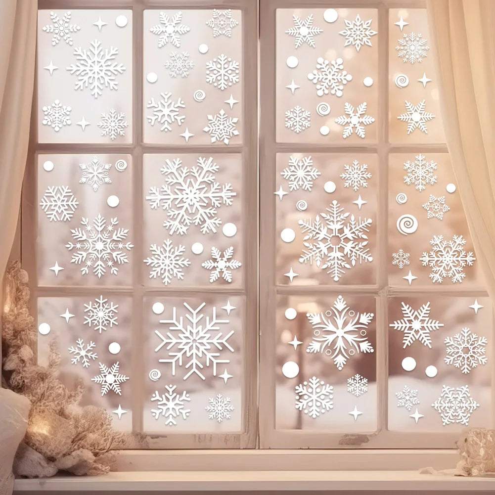 Sticker Mural Noël - Bonhomme de Neige, Flocon de Neige, Père Noël