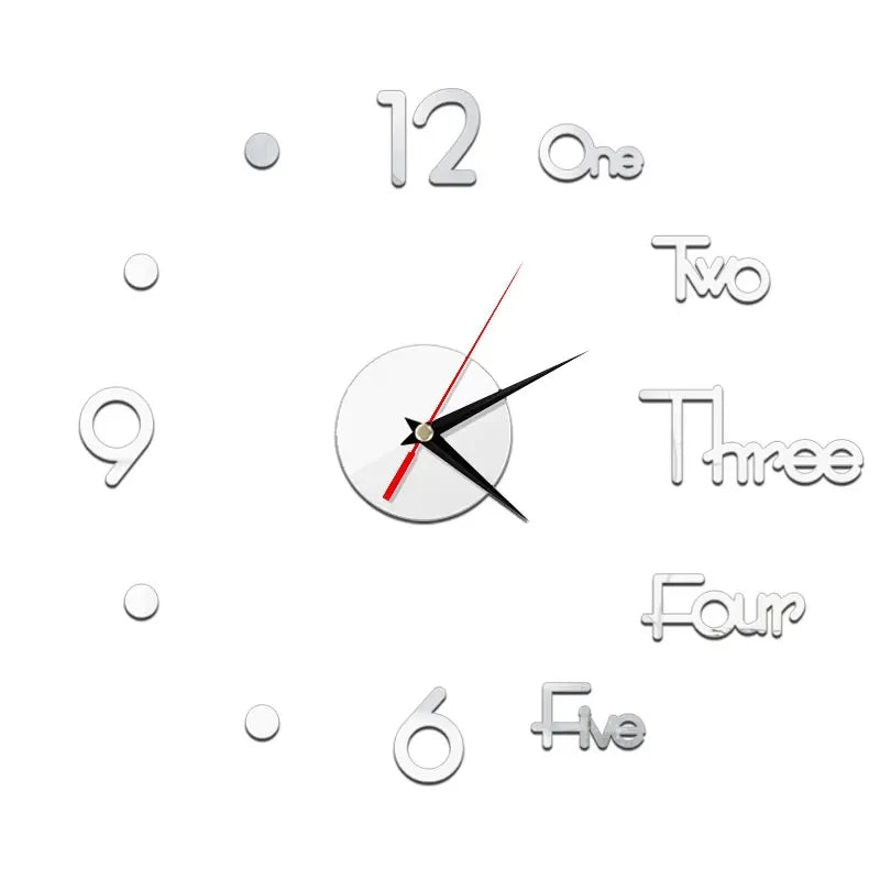 Horloge Décorative avec Stickers Miroir 3D - Quartz Silencieux pour Salon et Bureau
