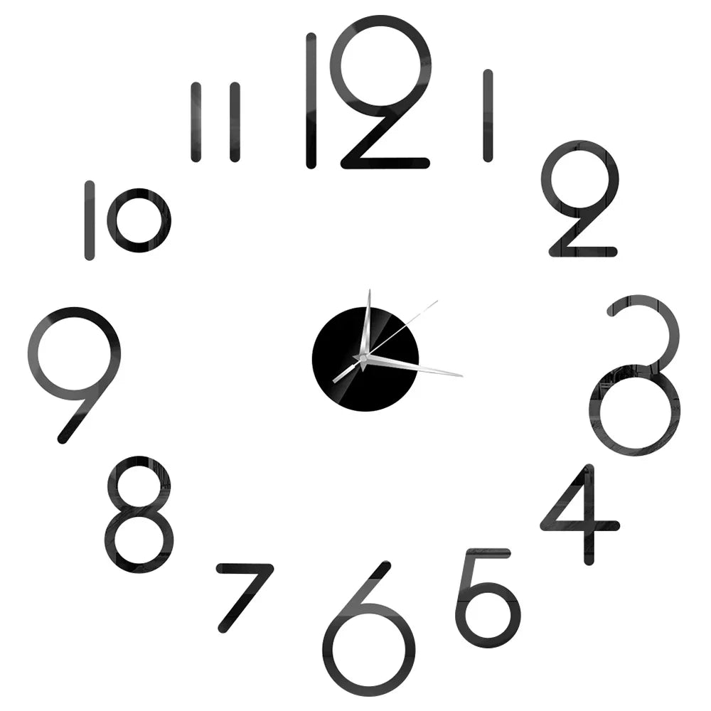 Horloge Décorative avec Stickers Miroir 3D - Quartz Silencieux pour Salon et Bureau