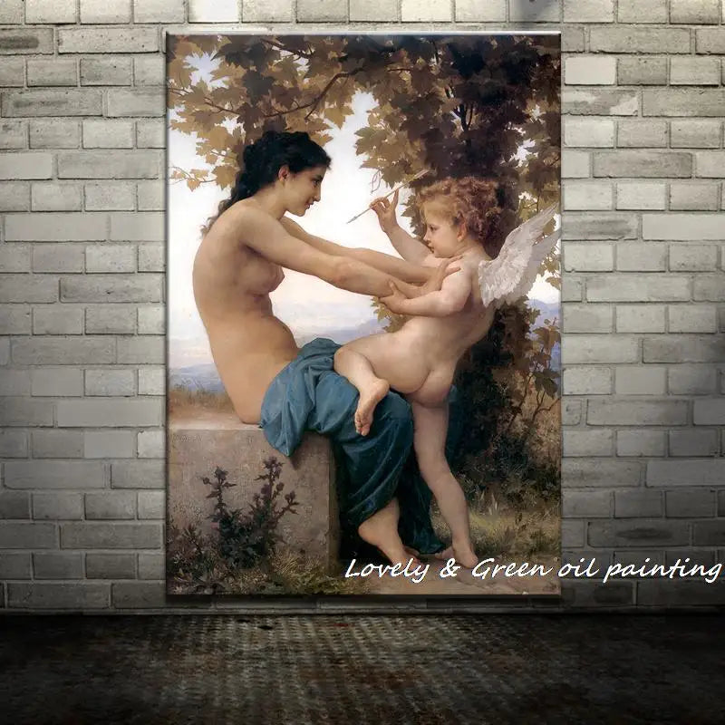 Peinture à l'huile "Love on the Look Out" de William Adolphe Bouguereau sur toile