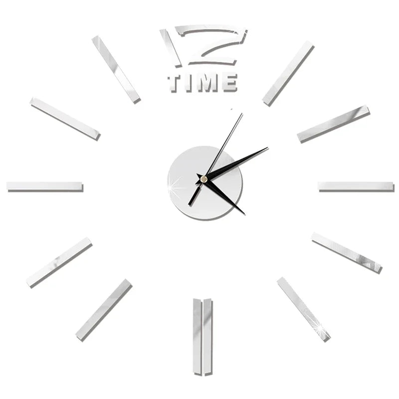 Horloge Décorative avec Stickers Miroir 3D - Quartz Silencieux pour Salon et Bureau