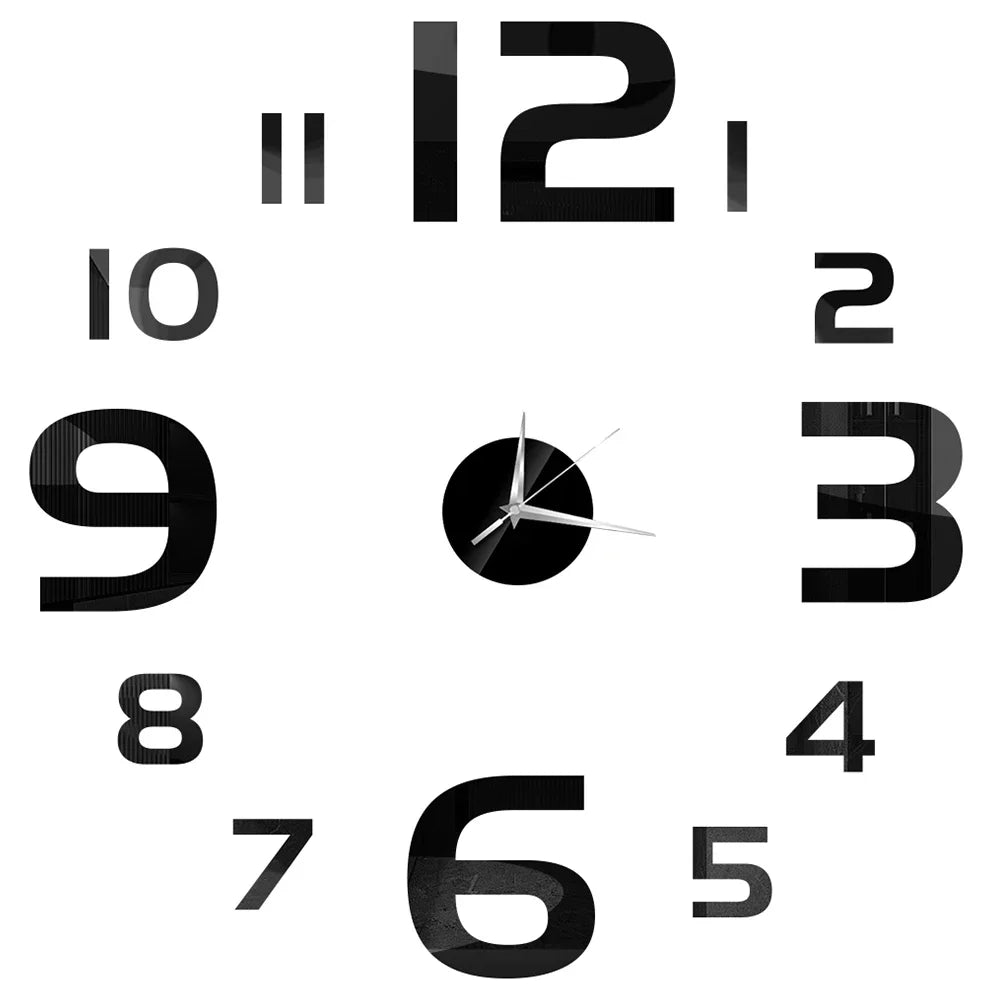 Horloge Décorative avec Stickers Miroir 3D - Quartz Silencieux pour Salon et Bureau