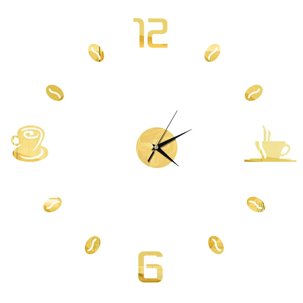 Horloge Décorative avec Stickers Miroir 3D - Quartz Silencieux pour Salon et Bureau