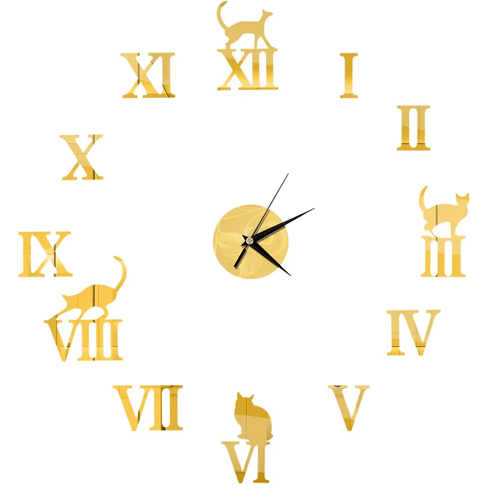 Horloge Décorative avec Stickers Miroir 3D - Quartz Silencieux pour Salon et Bureau