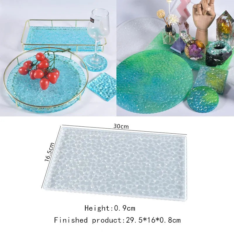 Moule en Silicone pour Résine - Grand Plateau Rectangulaire pour Thé, Sous-Verre