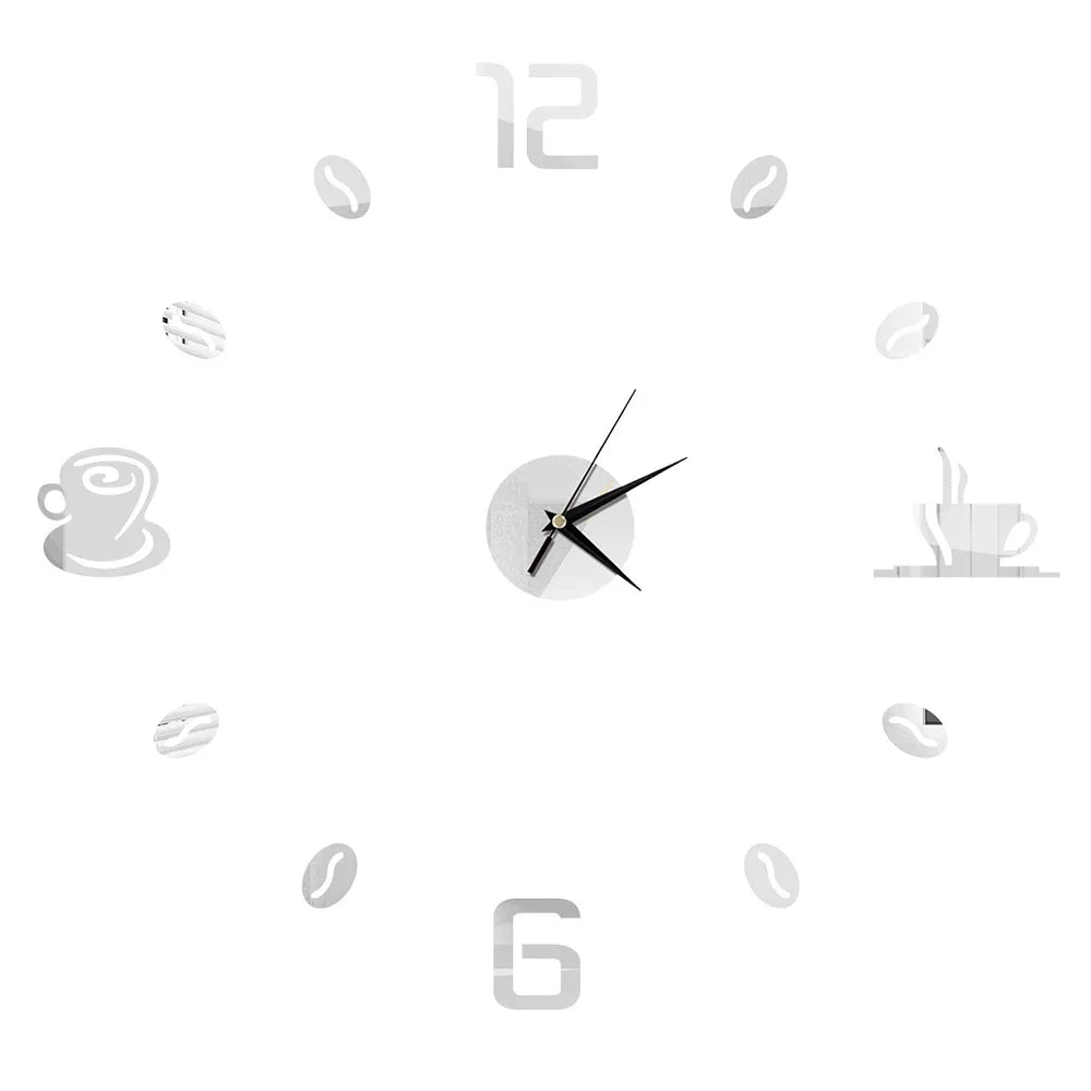 Horloge Décorative avec Stickers Miroir 3D - Quartz Silencieux pour Salon et Bureau