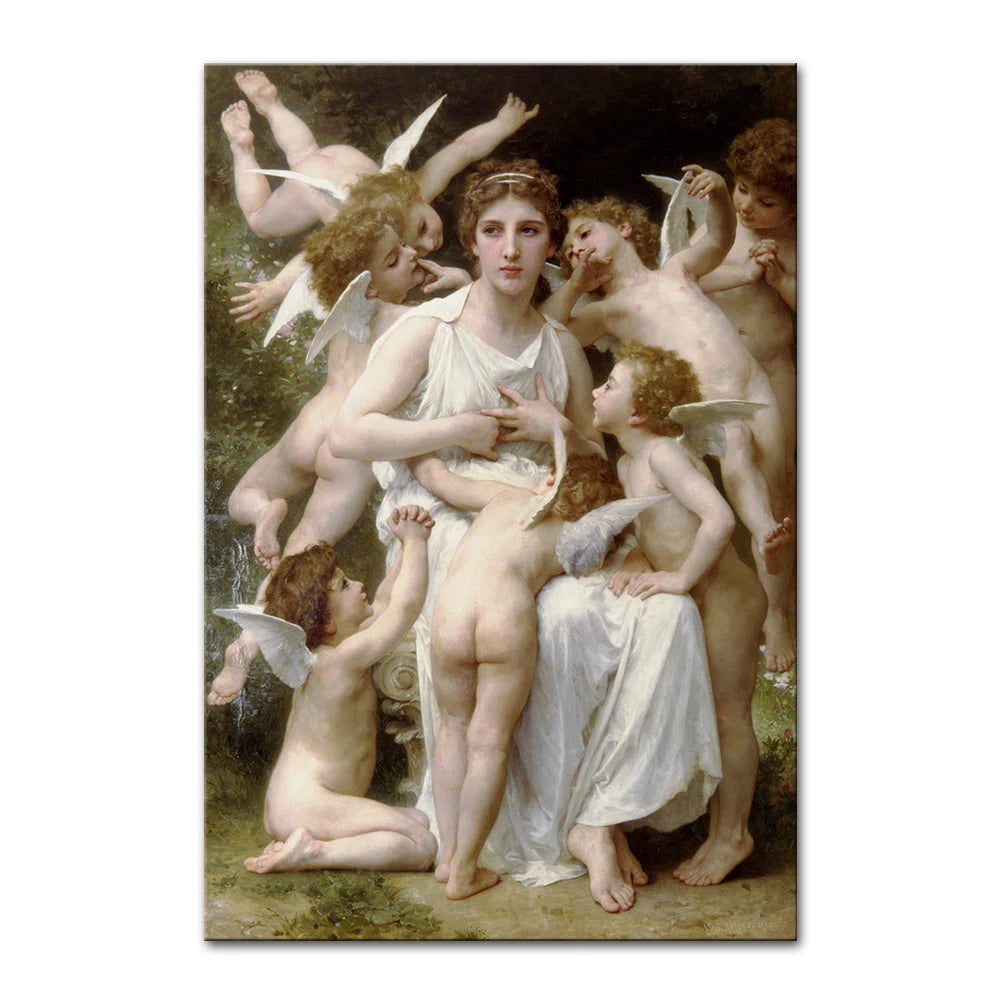 Peinture à l'huile "Love on the Look Out" de William Adolphe Bouguereau sur toile
