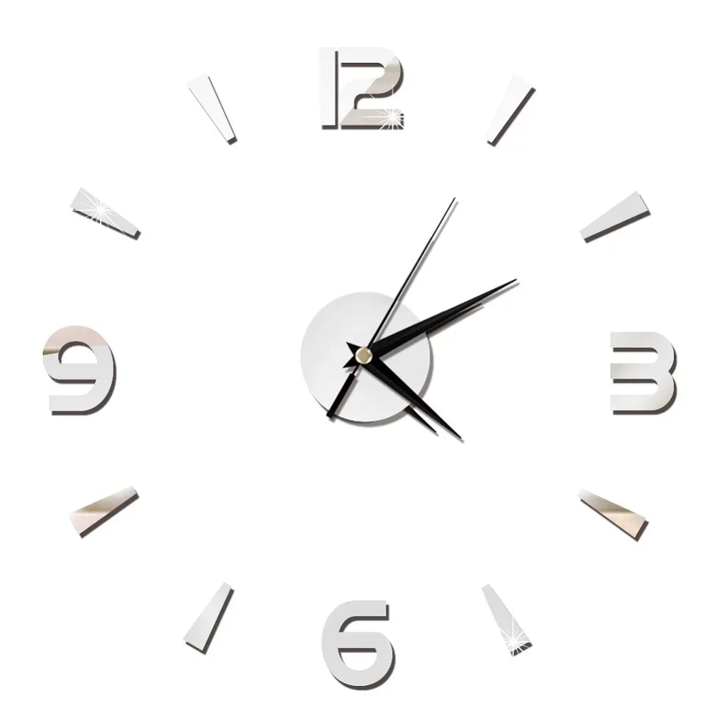 Horloge Décorative avec Stickers Miroir 3D - Quartz Silencieux pour Salon et Bureau