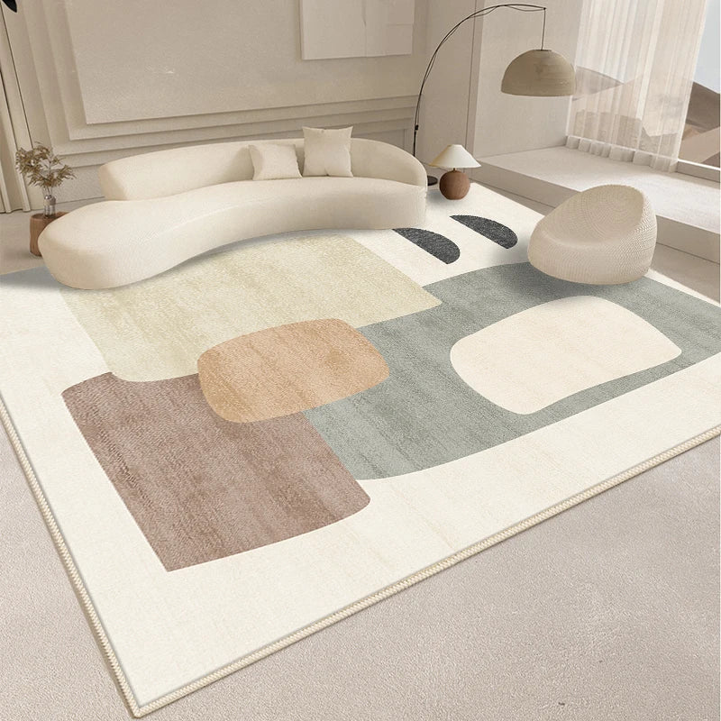 Tapis Fluffy et Doux pour Chambre avec Design Abstrait - Tapis Épais pour le Sol
