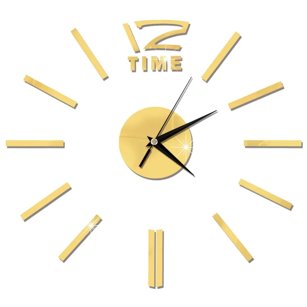 Horloge Décorative avec Stickers Miroir 3D - Quartz Silencieux pour Salon et Bureau