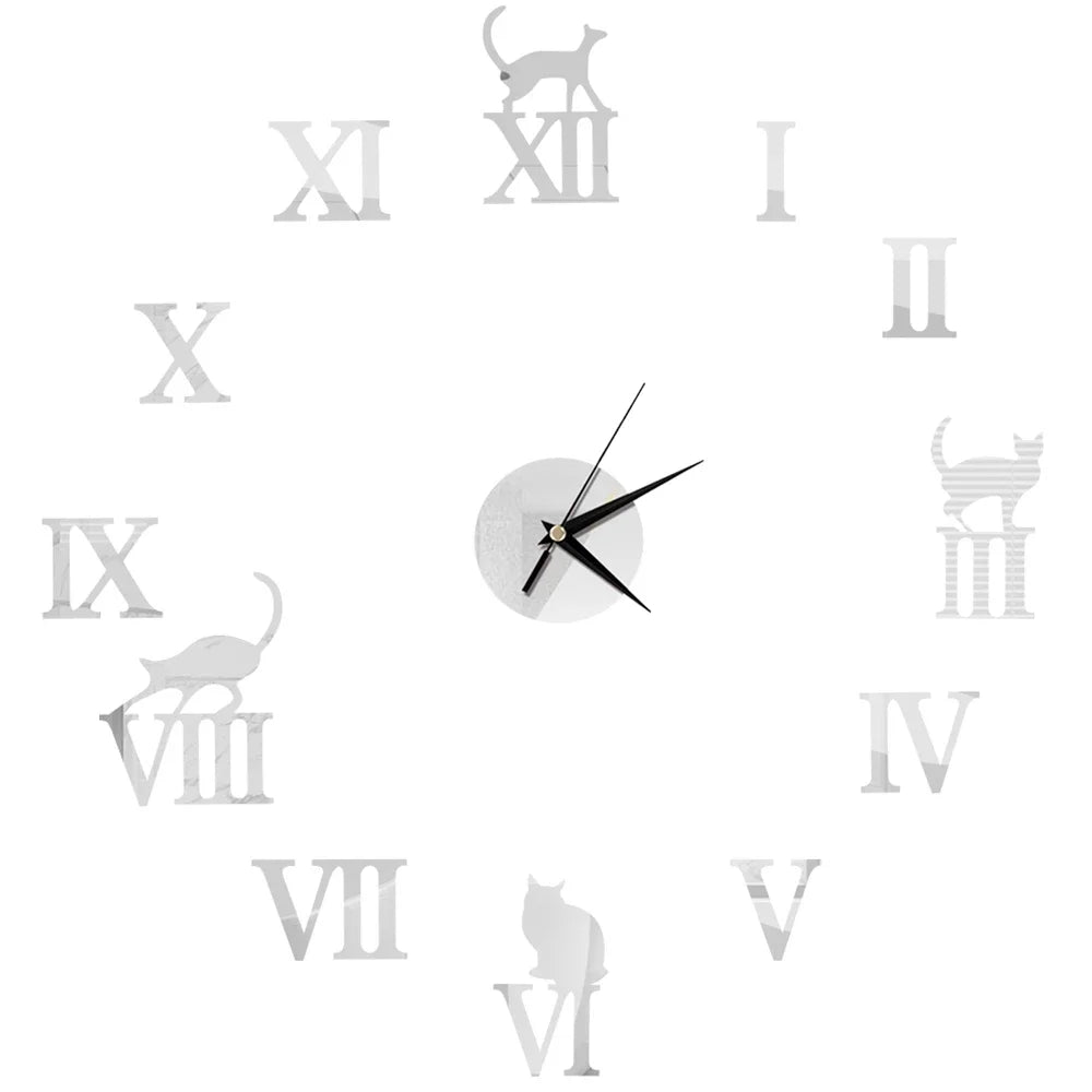 Horloge Décorative avec Stickers Miroir 3D - Quartz Silencieux pour Salon et Bureau
