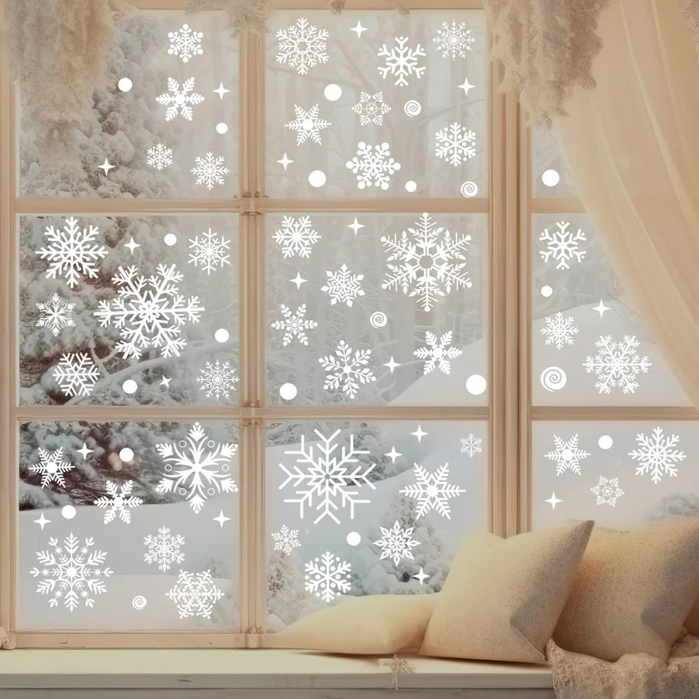 Sticker Mural Noël - Bonhomme de Neige, Flocon de Neige, Père Noël