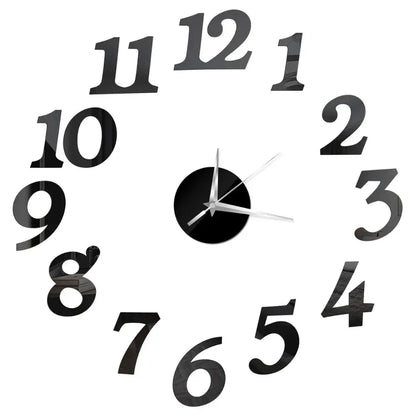 Horloge Décorative avec Stickers Miroir 3D - Quartz Silencieux pour Salon et Bureau