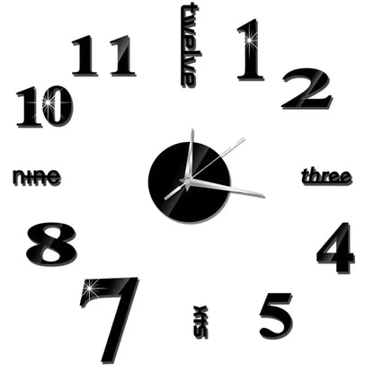Horloge Décorative avec Stickers Miroir 3D - Quartz Silencieux pour Salon et Bureau