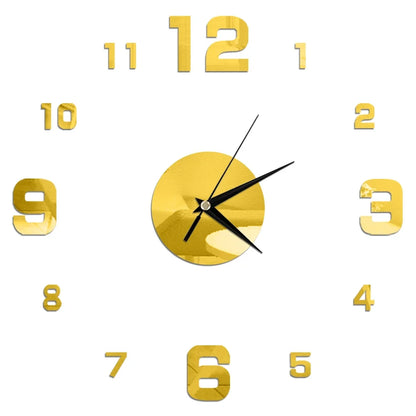 Horloge Décorative avec Stickers Miroir 3D - Quartz Silencieux pour Salon et Bureau