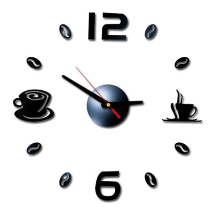 Horloge Décorative avec Stickers Miroir 3D - Quartz Silencieux pour Salon et Bureau