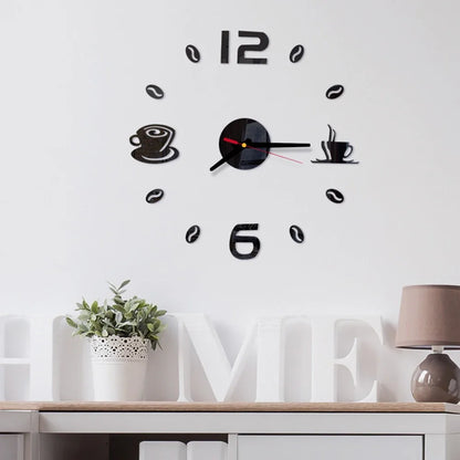 Horloge Décorative avec Stickers Miroir 3D - Quartz Silencieux pour Salon et Bureau