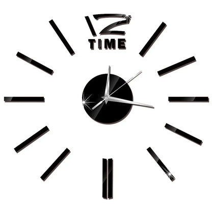Horloge Décorative avec Stickers Miroir 3D - Quartz Silencieux pour Salon et Bureau