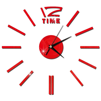 Horloge Décorative avec Stickers Miroir 3D - Quartz Silencieux pour Salon et Bureau