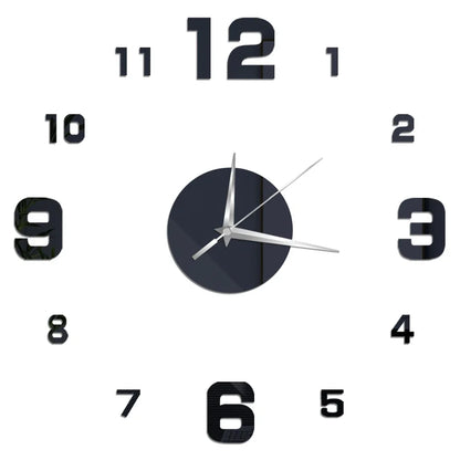 Horloge Décorative avec Stickers Miroir 3D - Quartz Silencieux pour Salon et Bureau