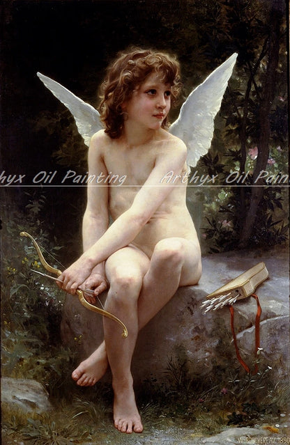 Peinture à l'huile "Love on the Look Out" de William Adolphe Bouguereau sur toile