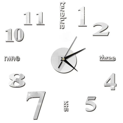 Horloge Décorative avec Stickers Miroir 3D - Quartz Silencieux pour Salon et Bureau