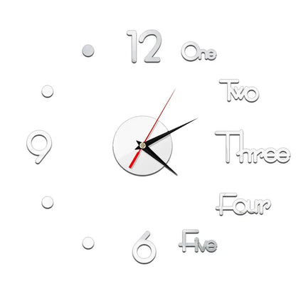 Horloge Décorative avec Stickers Miroir 3D - Quartz Silencieux pour Salon et Bureau