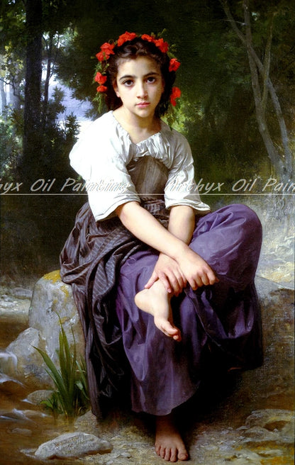 Peinture à l'huile "Love on the Look Out" de William Adolphe Bouguereau sur toile