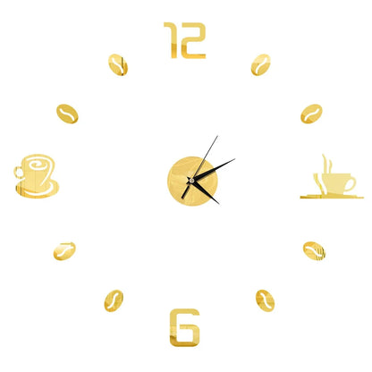 Horloge Décorative avec Stickers Miroir 3D - Quartz Silencieux pour Salon et Bureau