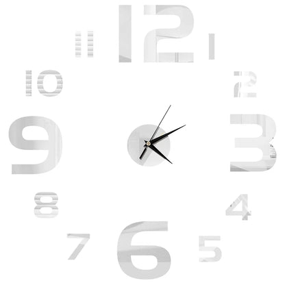 Horloge Décorative avec Stickers Miroir 3D - Quartz Silencieux pour Salon et Bureau