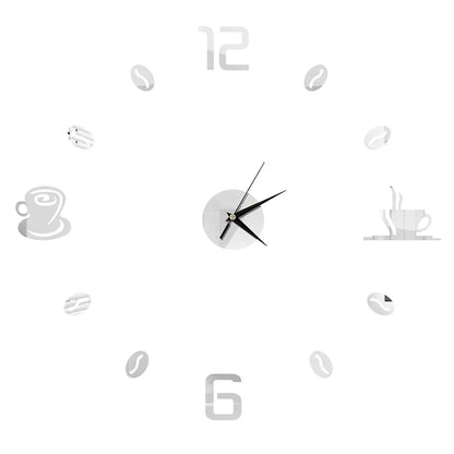Horloge Décorative avec Stickers Miroir 3D - Quartz Silencieux pour Salon et Bureau